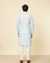 alt message - Manyavar Men Light Blue Polka Dot Printed Kurta Set image number 5